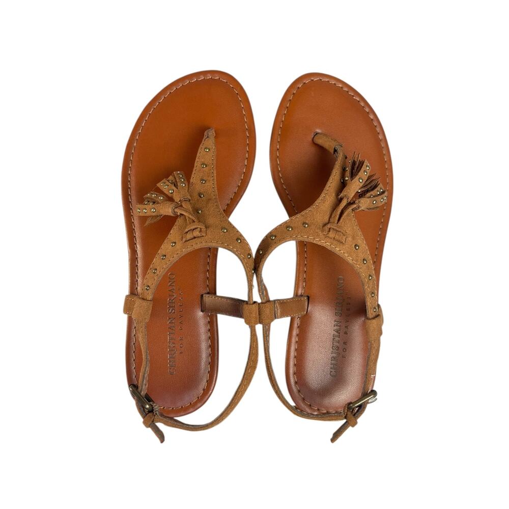 Christian Siriano Payless Brown Studded T Strap Thong Sandals 5.5 Boho